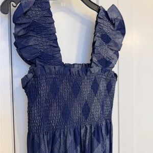 Hill House Ellie Nap Dress in Navy Glitter Check Size Small